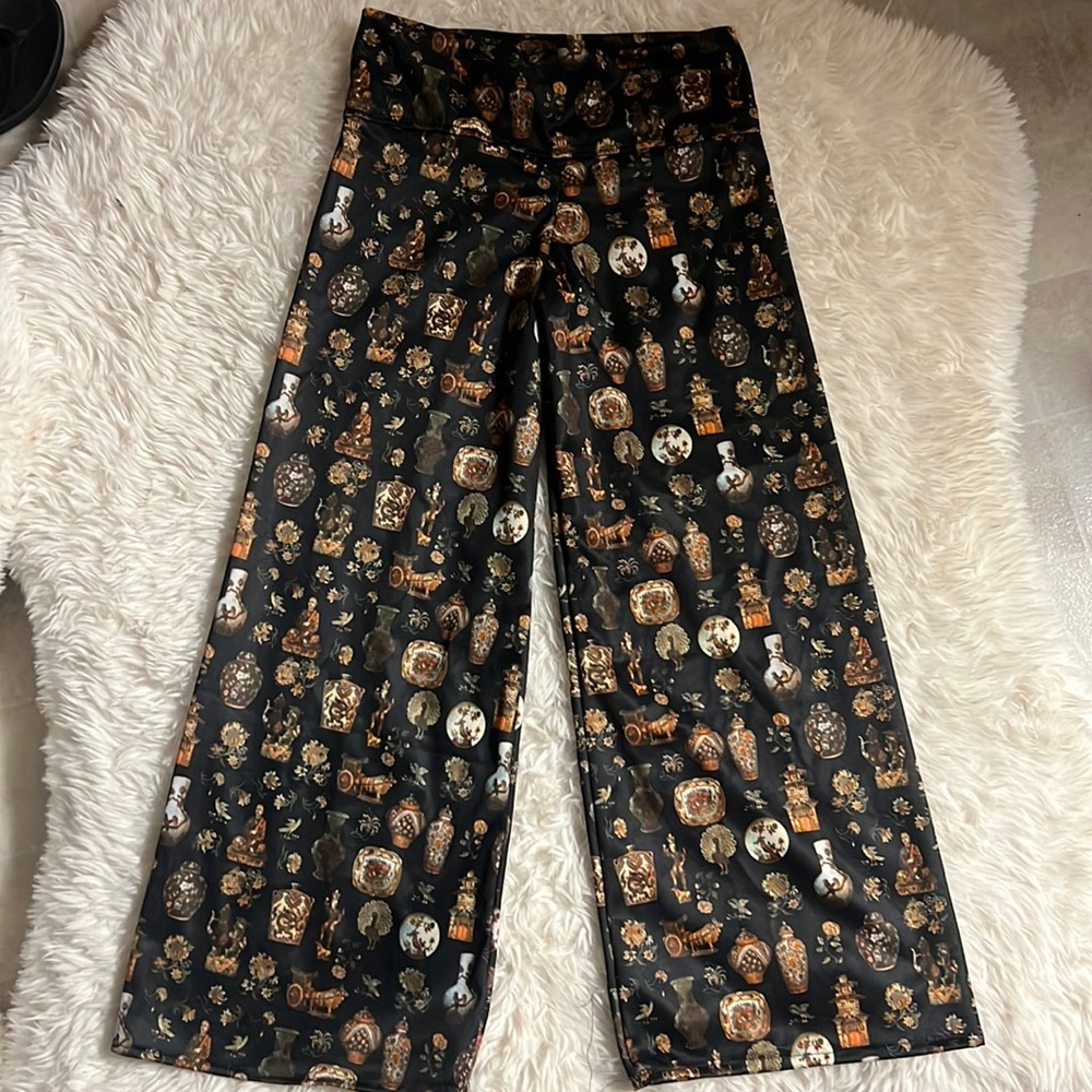 One of a kind hand sewn wise leg kids pants out of vintage oriental fabric